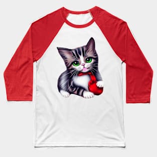 Cute Valentine's Day Kitten Baseball T-Shirt